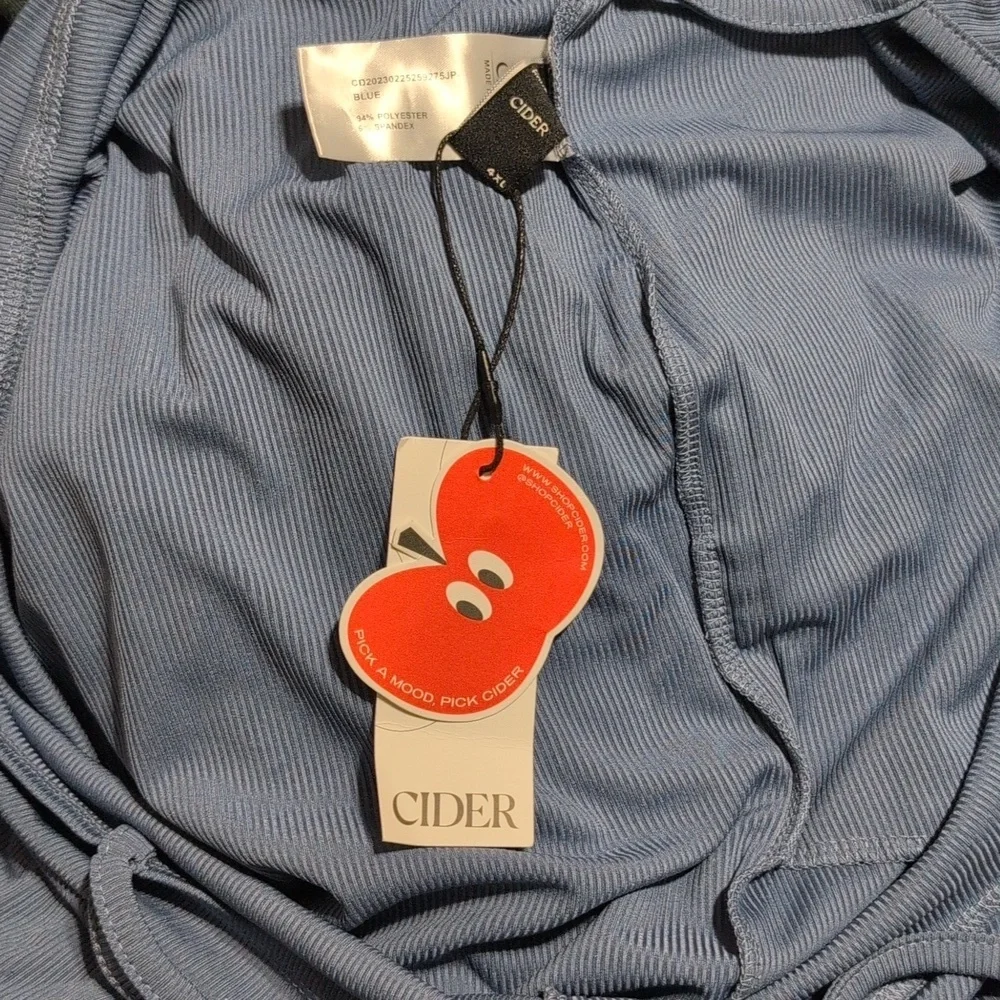 CIDER Blue V-neck Cami Wide Leg Jumpsuit W/ Pockets - Picture 7 of 8